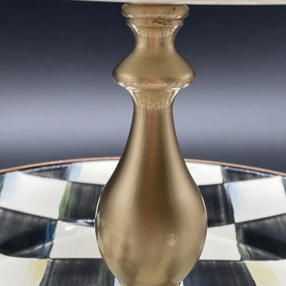 MacKenzie-Childs Courtly Check Enamel Brass Two-Tier Sweet Stand 11